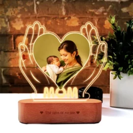 Personalized Gift for Working Mom ? Custom Photo Engraved LED Lamp