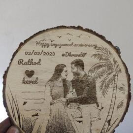 Custom Hand-Engraved Wooden Portrait Plaque ? Personalized 3D Wood Slice Photo Gift