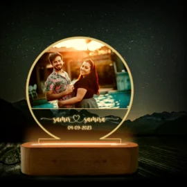 Half Moon Photo Engraved Lamp ?UV Printed Anniversary Gift