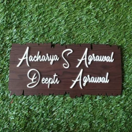 Customized Wooden Name Plate for Home Entrance | Personalized Family Nameplate for Main Door