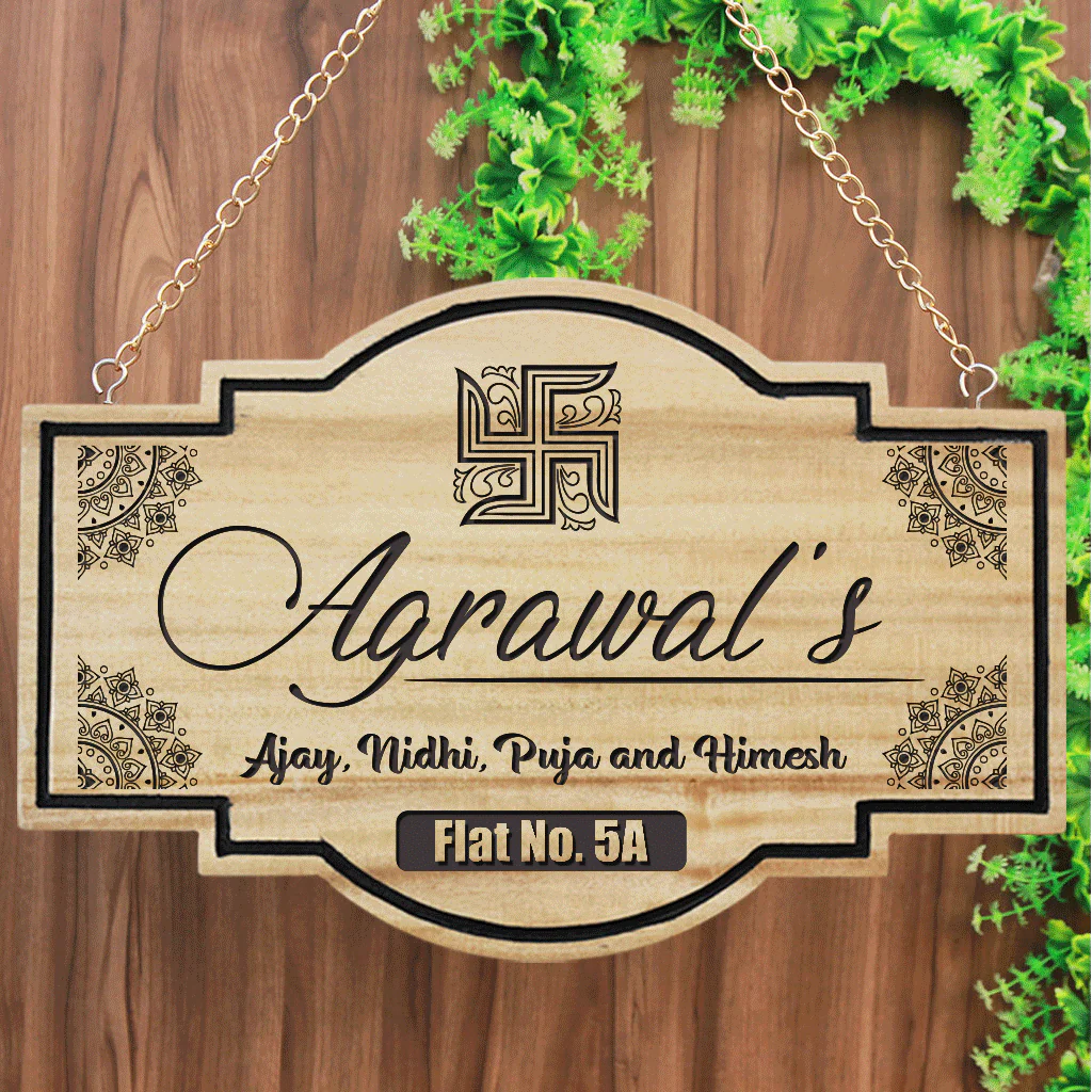 Personalized Family Name Plate for Home Entrance - Premium Wood