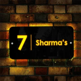 Custom House Number & Name Plate - Shiny Black & Mirror Acrylic