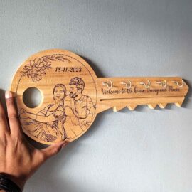 Handcrafted Family Nameplate and Key Organizer - Key Design